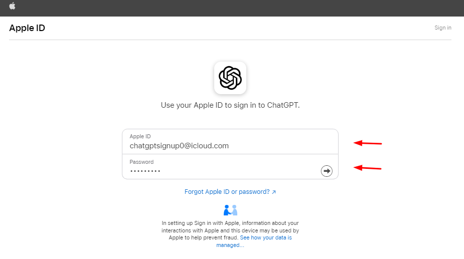 ChatGPT-Sign up with-Apple-ID