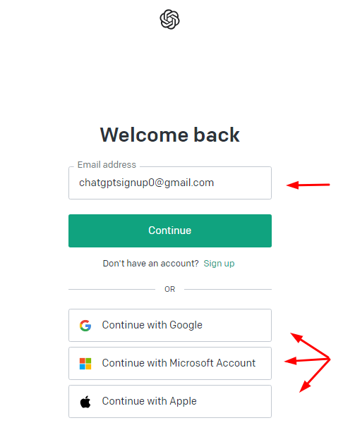 Login with Email, Gmail, Microsoft, Apple ID